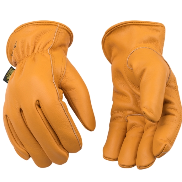KINCO Lined Grain Buffalo Driver Orange Gloves. - Picture 1 of 9